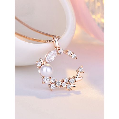 Buy Jewels Galaxy Rose Gold Plated American Diamond Studded Moon