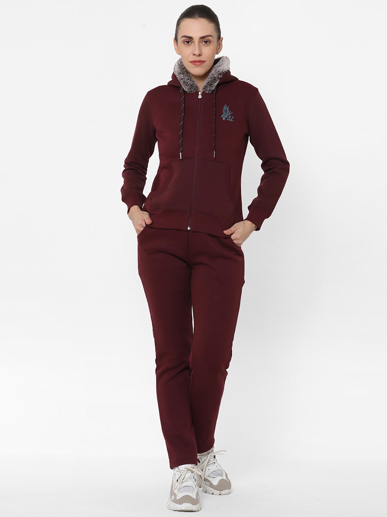 Womens burgundy hot sale jogging suit