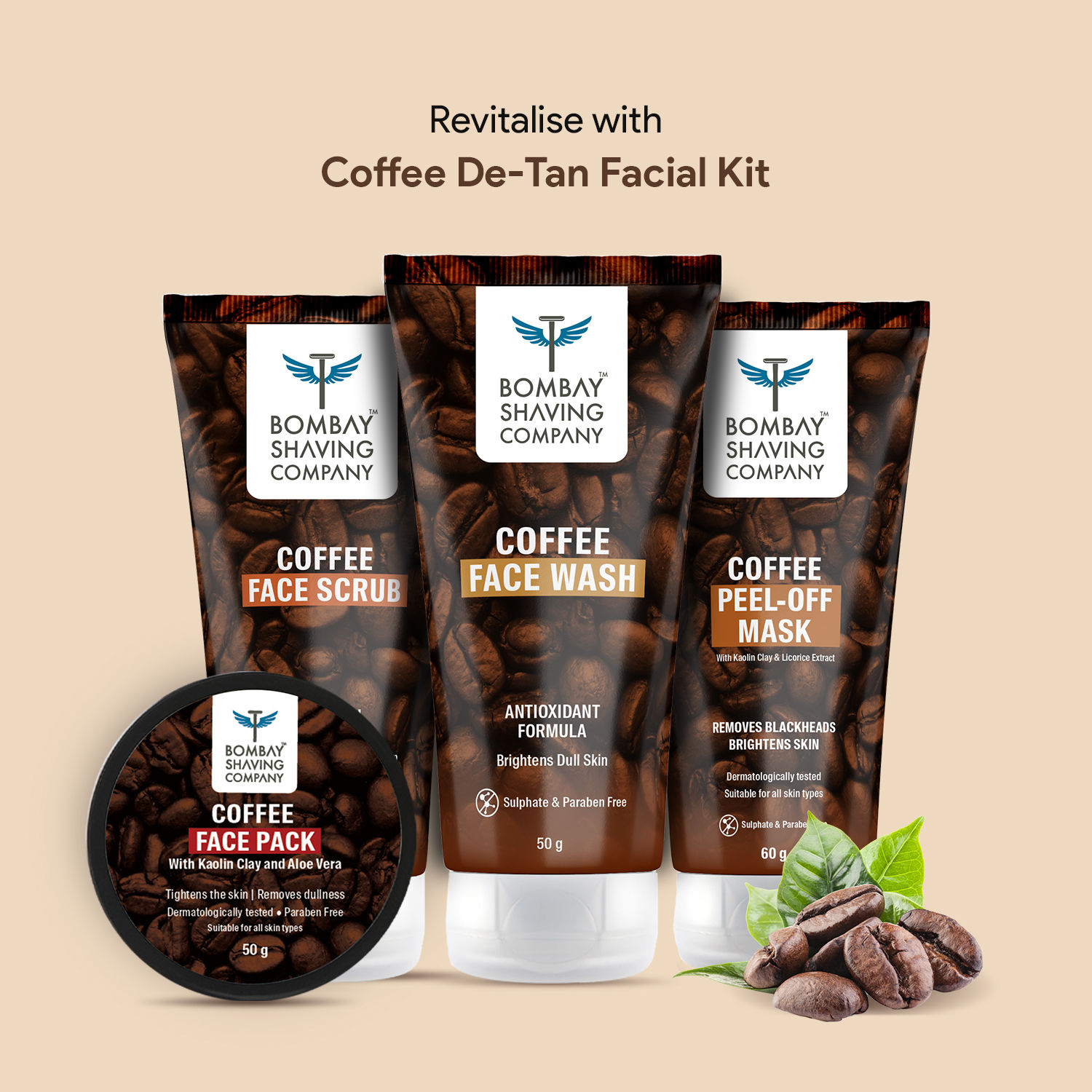 Bombay Shaving Company Coffee De-Tan Facial Kit (Pack Of 4)