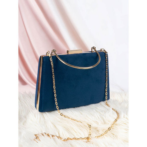 Buy Joker Witch Meryl Royal Navy Blue Suede Clutch Online