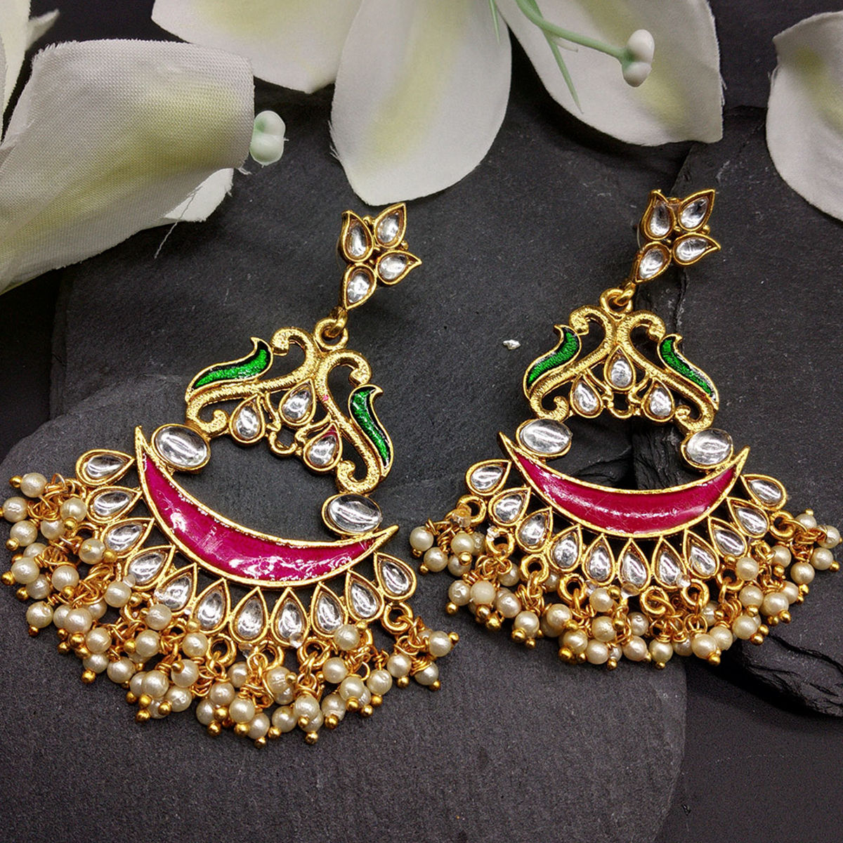 red enamel earrings
