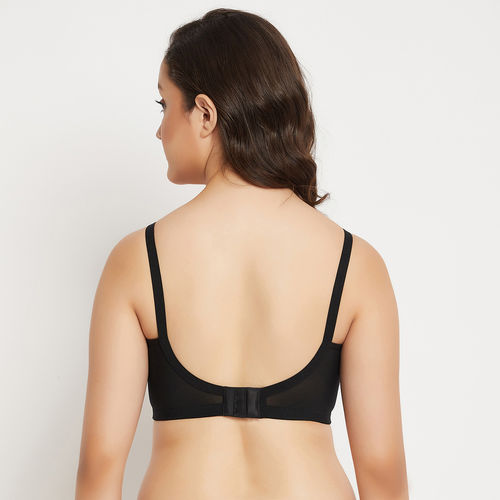 Buy Clovia Cotton Rich Solid Padded Full Cup Wire Free Everyday Bra - Black  online