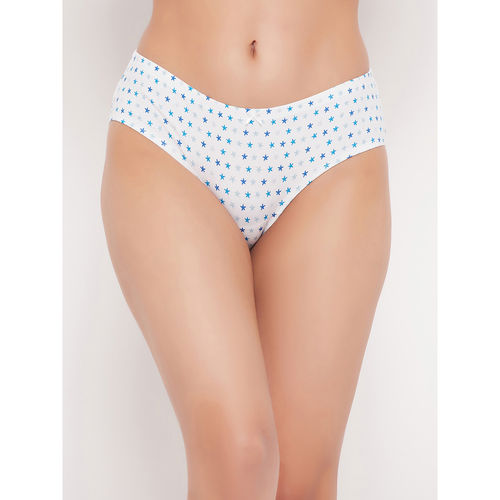 Buy Clovia 100% Cotton Medium Waist Inner Elastic Hipster Panty- White  online
