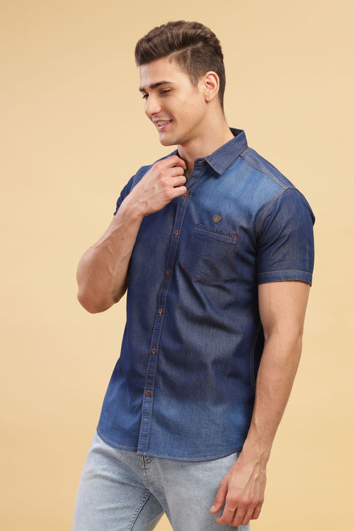 KUONS AVENUE Denim Half Sleeve Shirt (M)