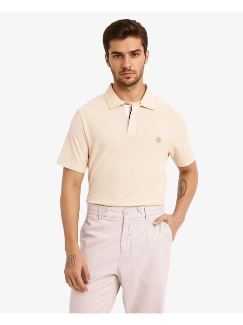 Rare Rabbit Charles Light Yellow Plain Regular Fit Polo T-Shirt