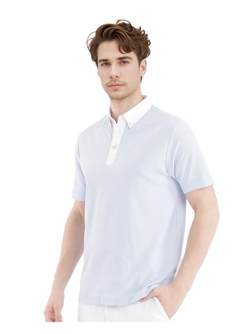 Rare Rabbit Parma Pastel Blue Plain Regular Fit Polo T-Shirt