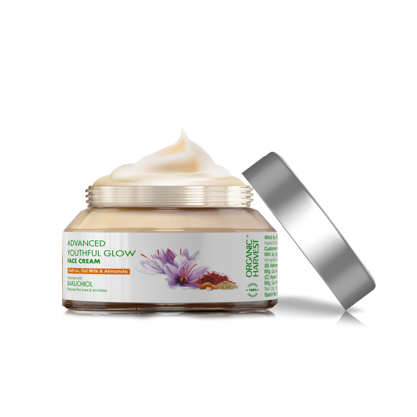 Organic Harvest Activ Advance Youthful Glow Face Cream- Saffron oat milk & almonds