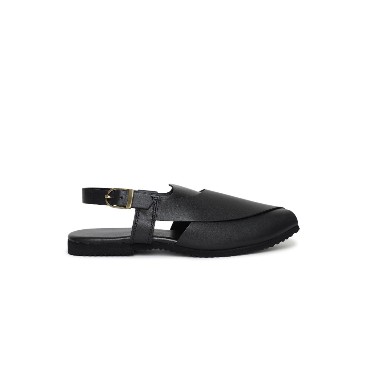 Buy Fabindia Peep Toe Black Leather Plain Sandals online