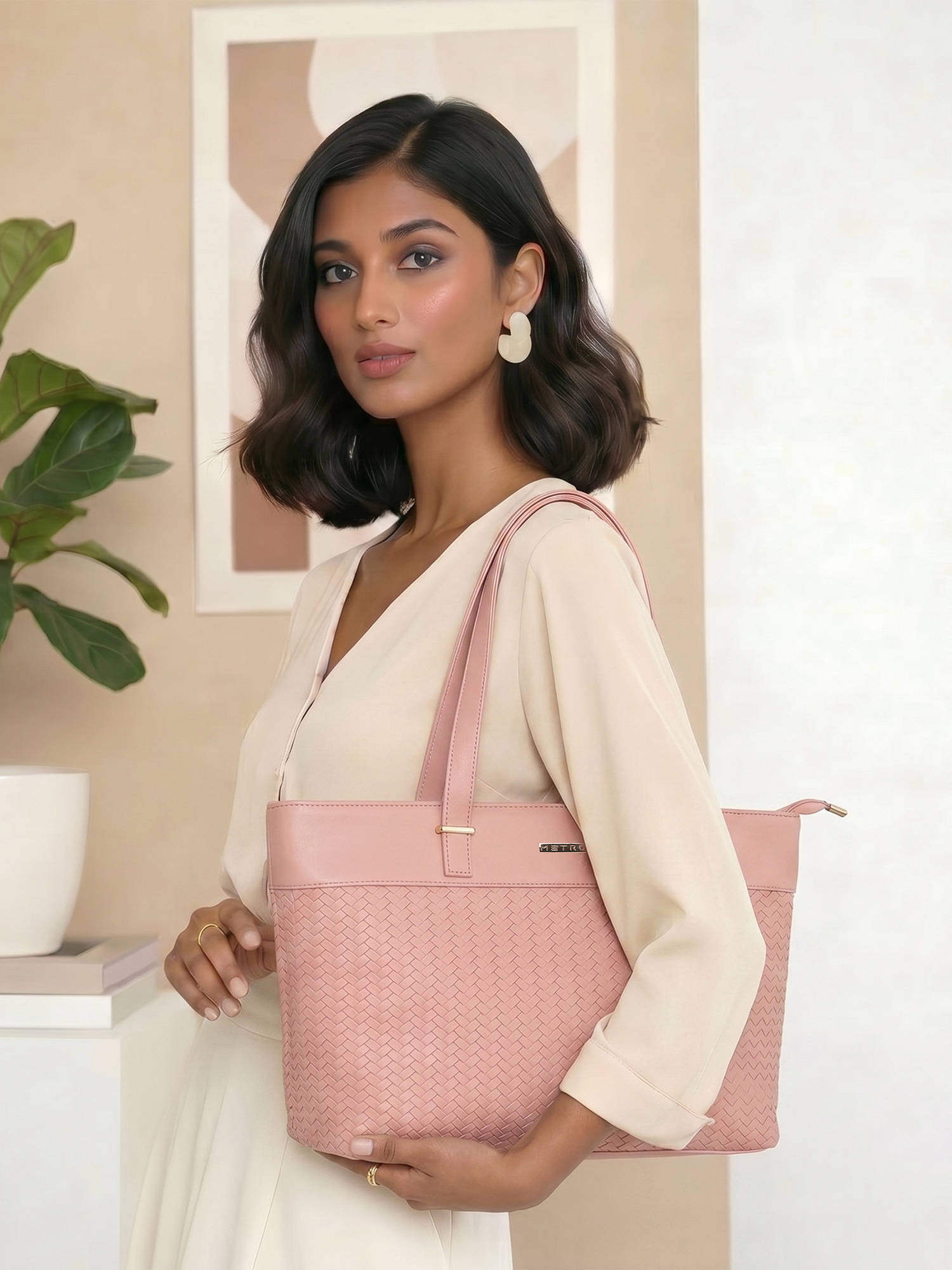 Metro Women Pink Shoulder Bag with Sling Bag and Pouch
