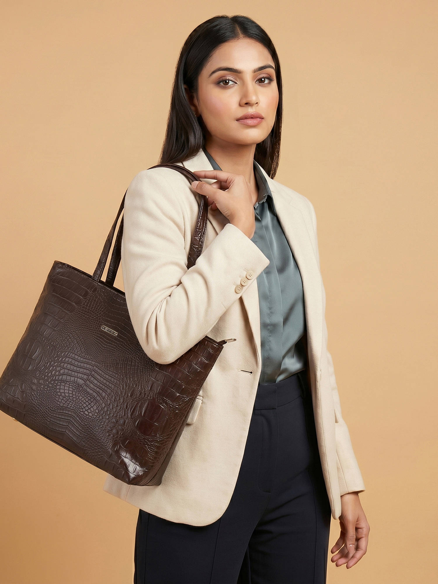 Metro Women Brown Textured Shoulder Bag