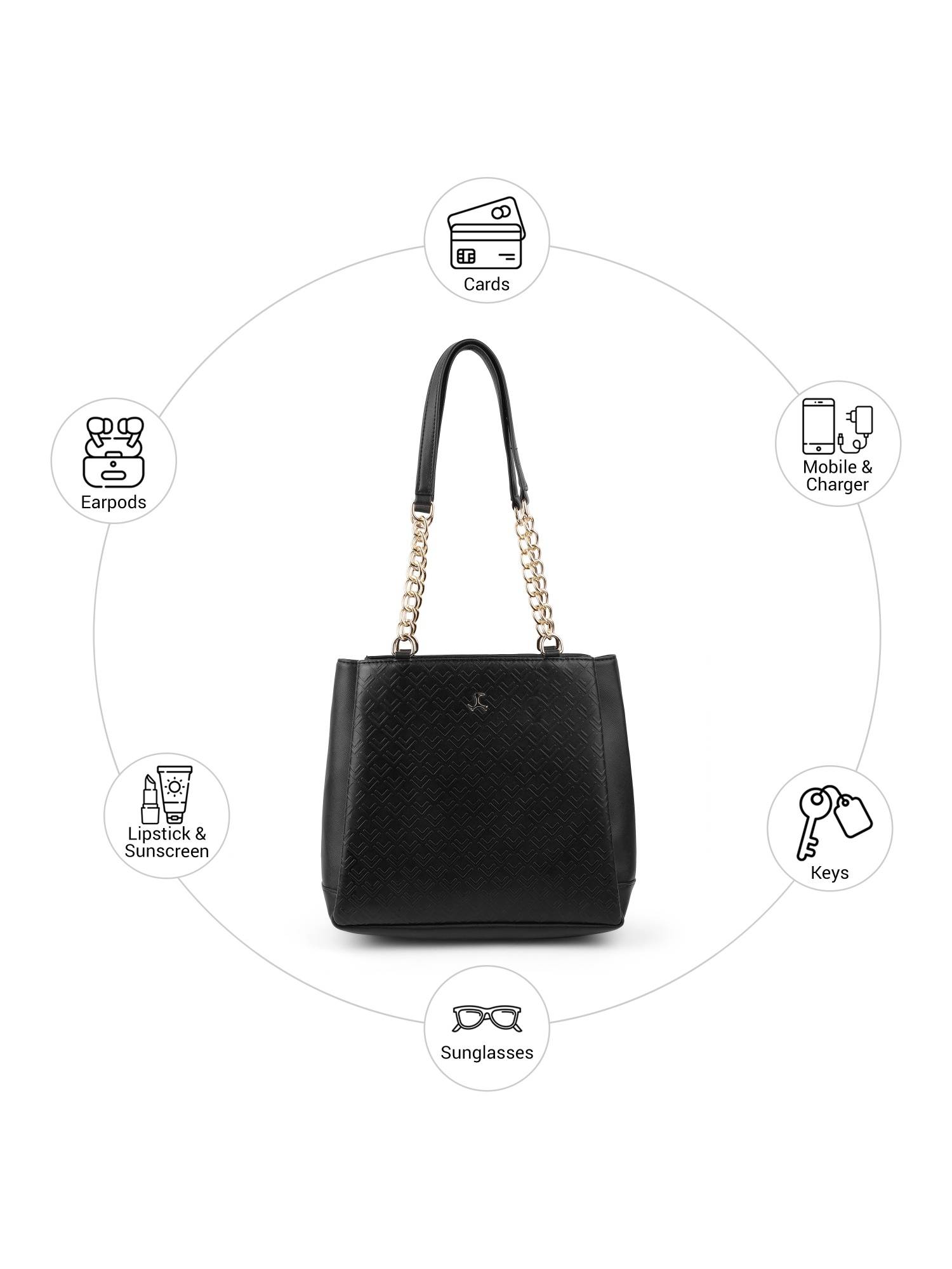 Mochi Women Black Timeless Textured Shoulder Bag