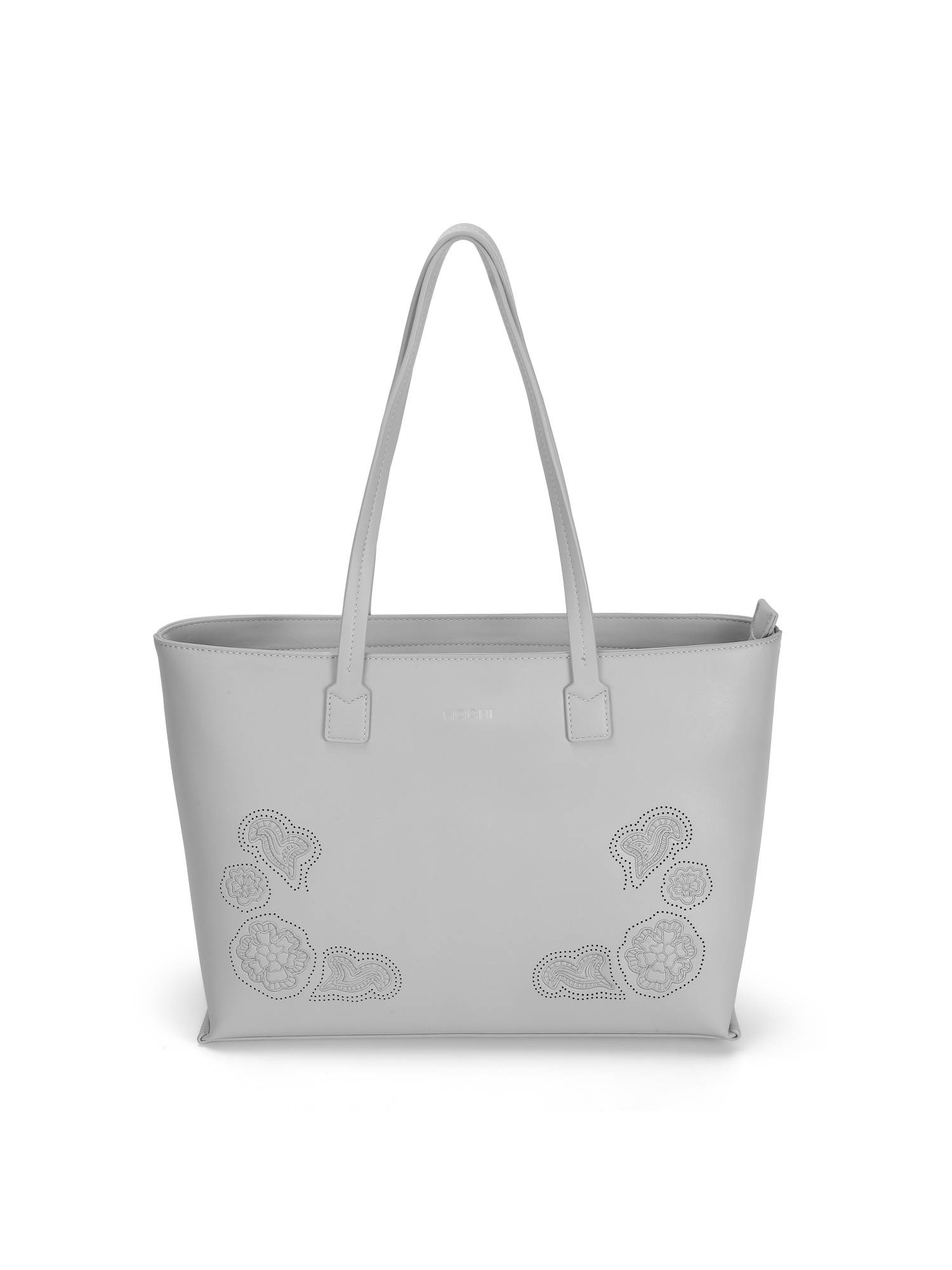 Mochi Women Grey Embroidered Tote Bag