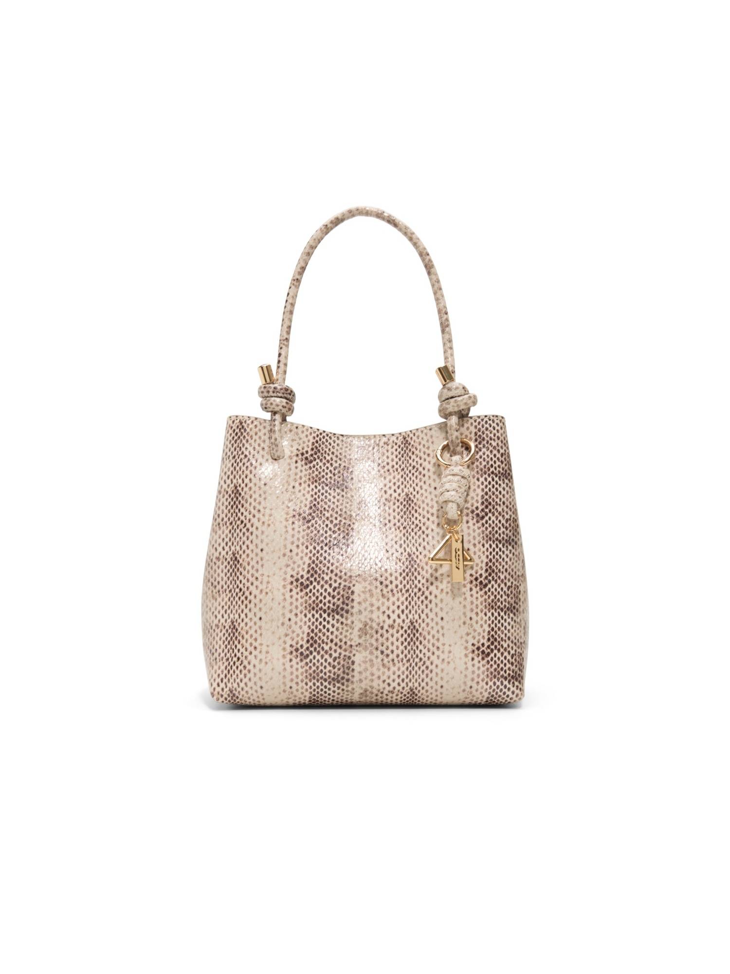 Aldo Women Beige Animal Printed Handbag with Detachable Strap and Charm