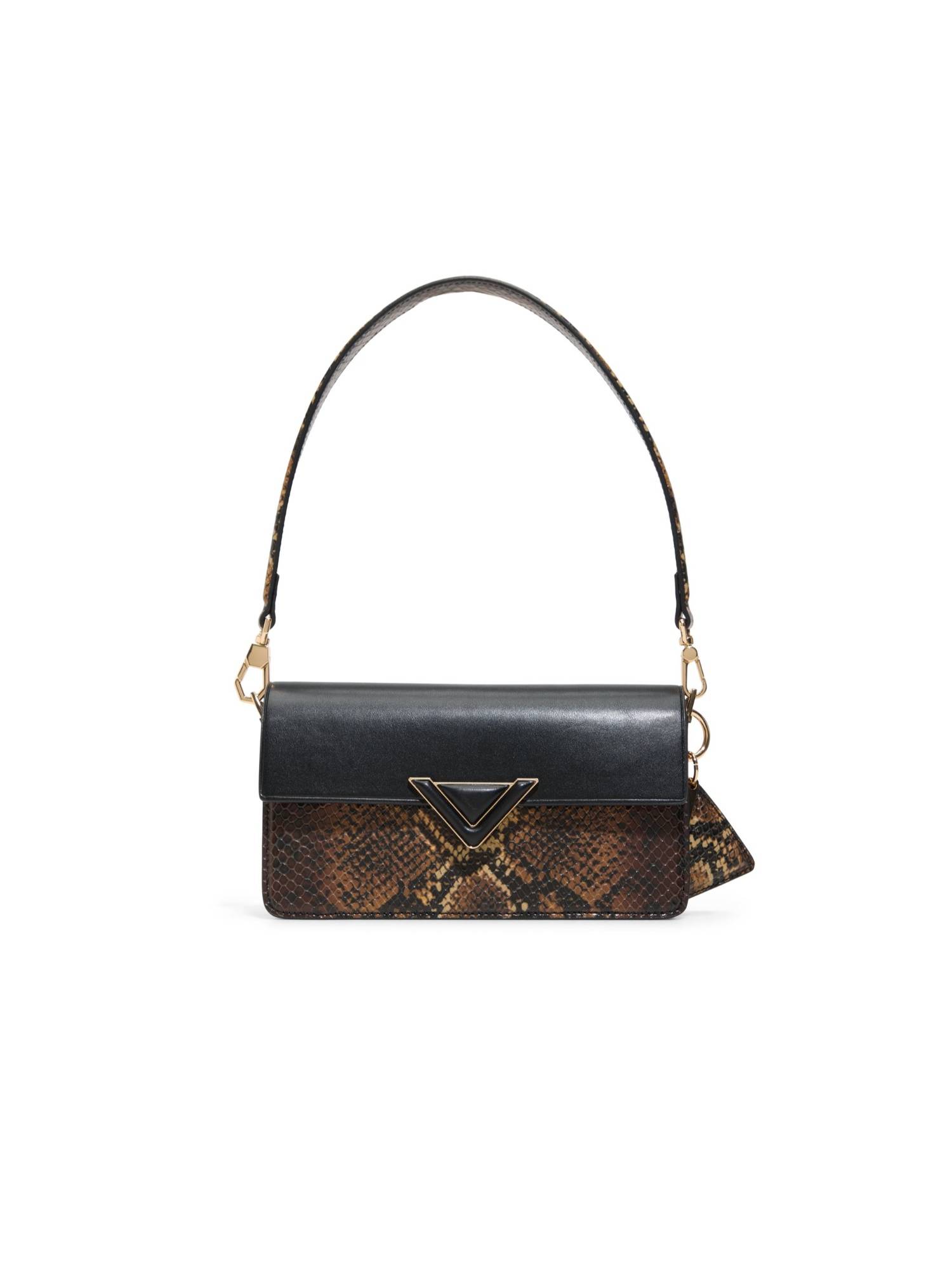 Aldo Women Brown Animal Printed Shoulder Bag with Detachable Strap and Charm
