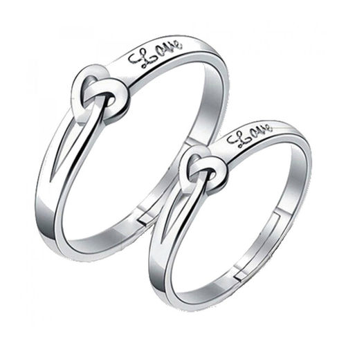 Buy Peora Silver Plated Metal Love Couple Ring for Men Women