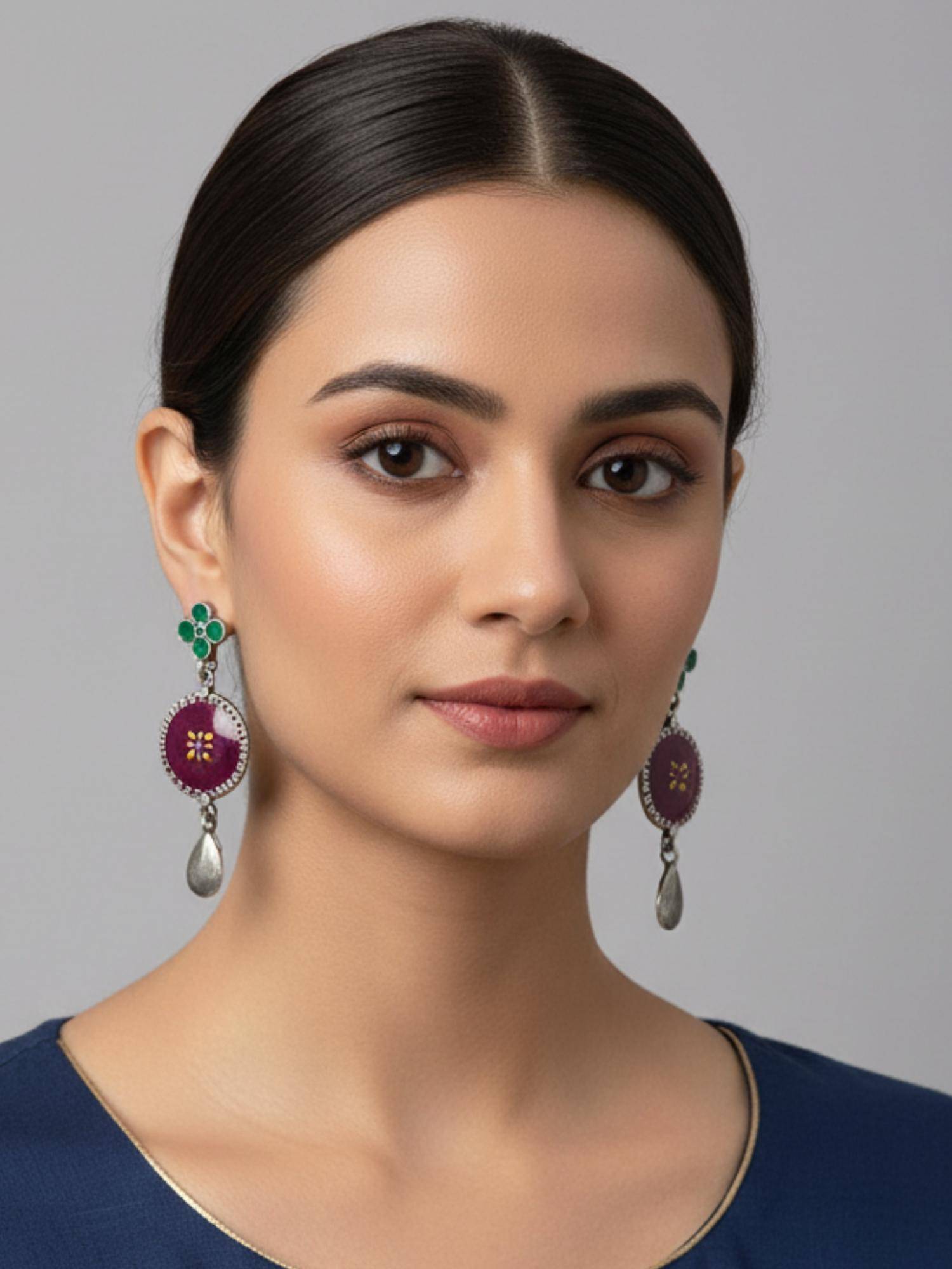 Viana Jewels Women Multi-Color Brass Pair of Earrings