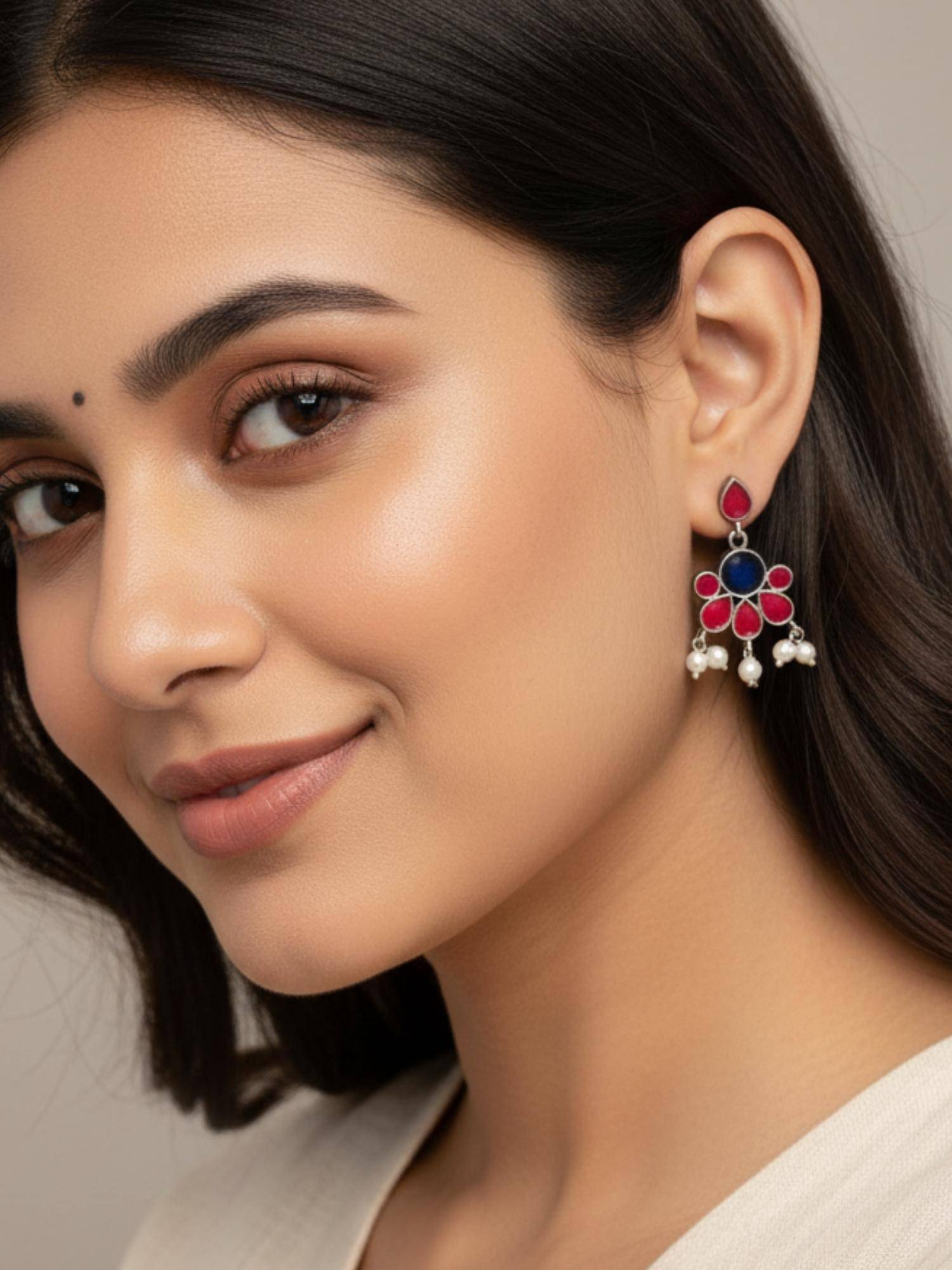 Viana Jewels Women Multi-Color Brass Pair of Earrings