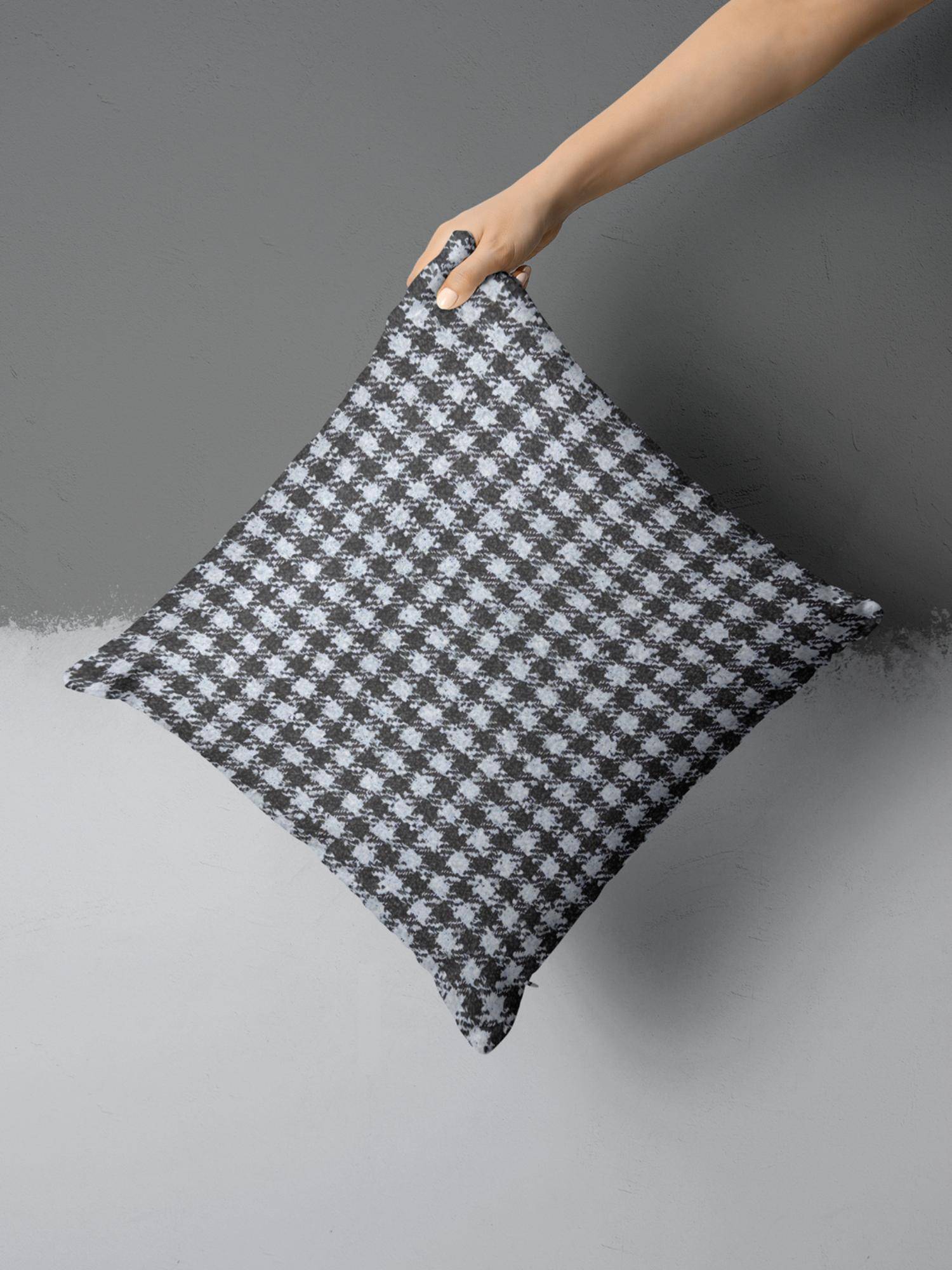 BIANCA Geometric Decorative Hand Loom Cotton Jute Cushion Cover (16x16 Inches)