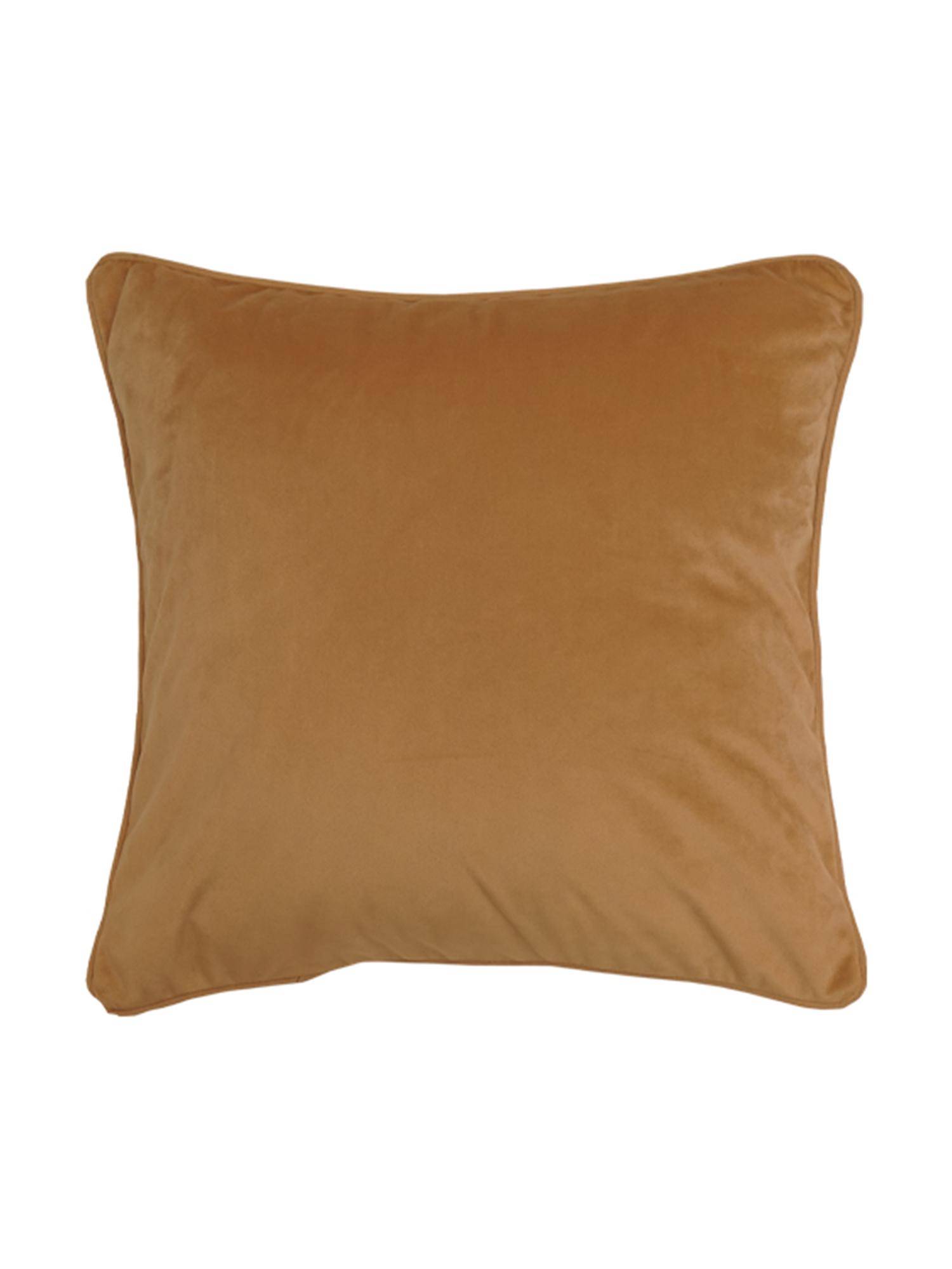 Zeba World Cream Cord Piped Velvet Cushion Cover (16x16 Inches)