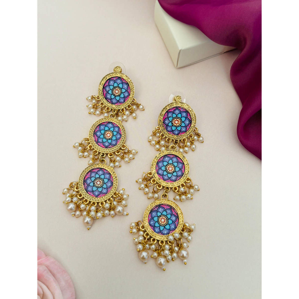 Abdesigns Enchanting Gold Plated Multi-Color Earrings