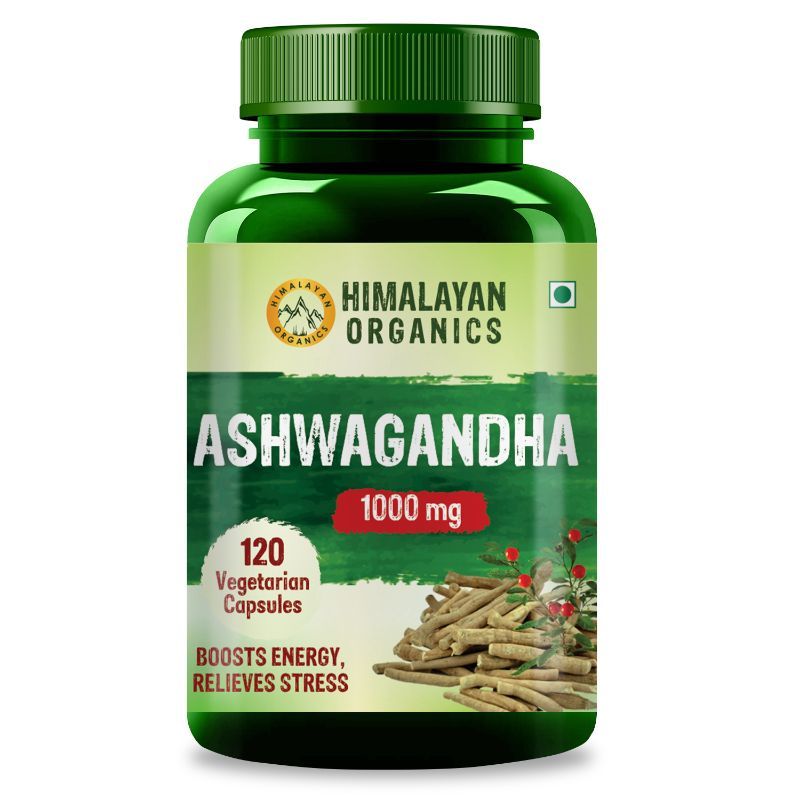 Himalayan Organics Ashwagandha 1000mg Capsules (Stress reliever & energy booster)