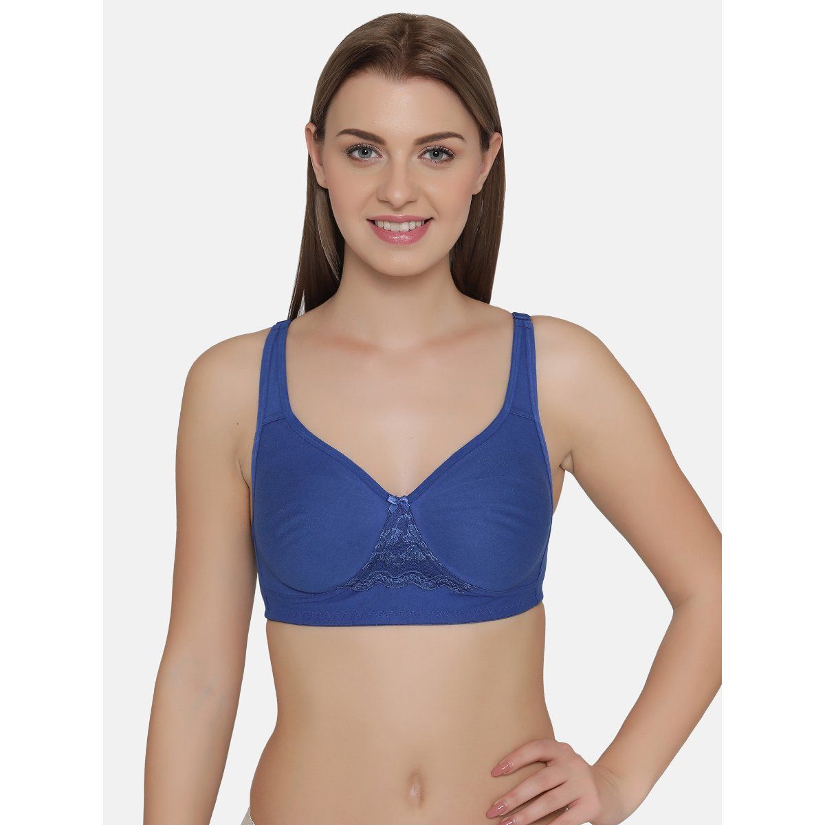 Buy Clovia Cotton Rich Solid Non-Padded Full Cup Wire Free T-shirt Bra -  Dark Blue online