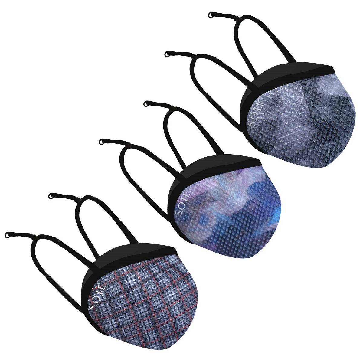 SOIE 8 Layer Reusable Sn 99.9 Protection Ear Loops Freedom Mask (Pack of 3) (Size-M) - Multi-Color
