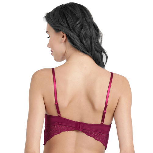 Enamor F091 Butterfly Cleavage Enhancer Plunge Push-Up Bra - Padded Wired  Medium Coverage - Plum