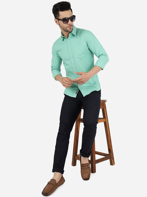 Buy Jadeblue Mens Cotton Solid Biscay Green Slim Fit Full Sleeve Casual Shirt Online Buy Jadeblue Mens Cotton Solid Biscay Green Slim Fit Full Sleeve Casual Shirt Online