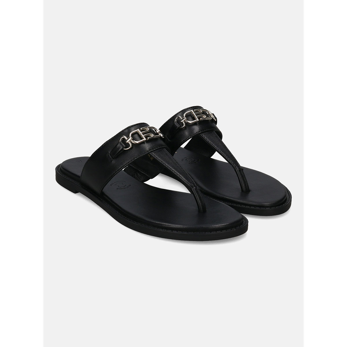 Women's Black Thong Sandals Hook Loop Flat Sandals Solid - Temu