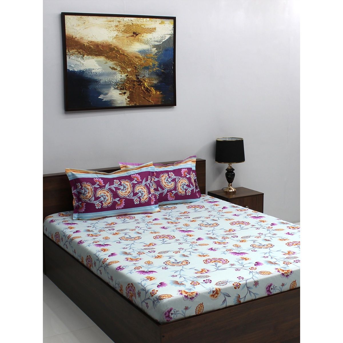 Bombay Dyeing IVYROSE 110 TC Cotton Queen Multicolor Double Bedsheet