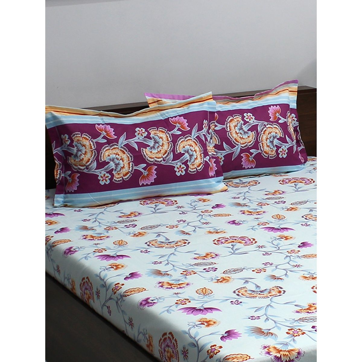 Bombay Dyeing IVYROSE 110 TC Cotton Queen Multicolor Double Bedsheet