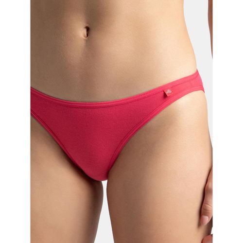 Jockey SS02 Women Super Combed Cotton Elastane Low Waist Bikini Ruby (M)