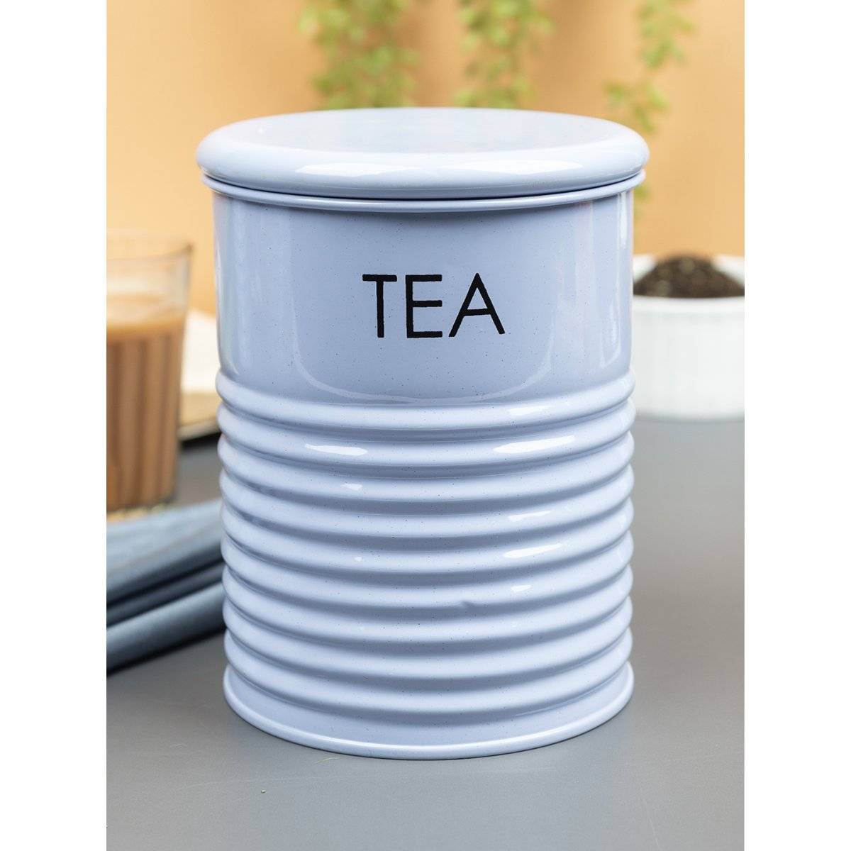 Voncasa Tea Jar with Lid - (Blue, 900ml)