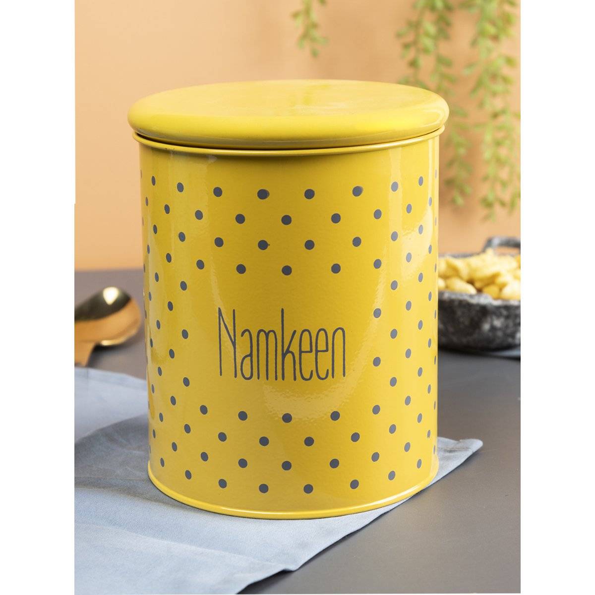 Voncasa Namkeen Jar with Lid - (Yellow, 1700ml)