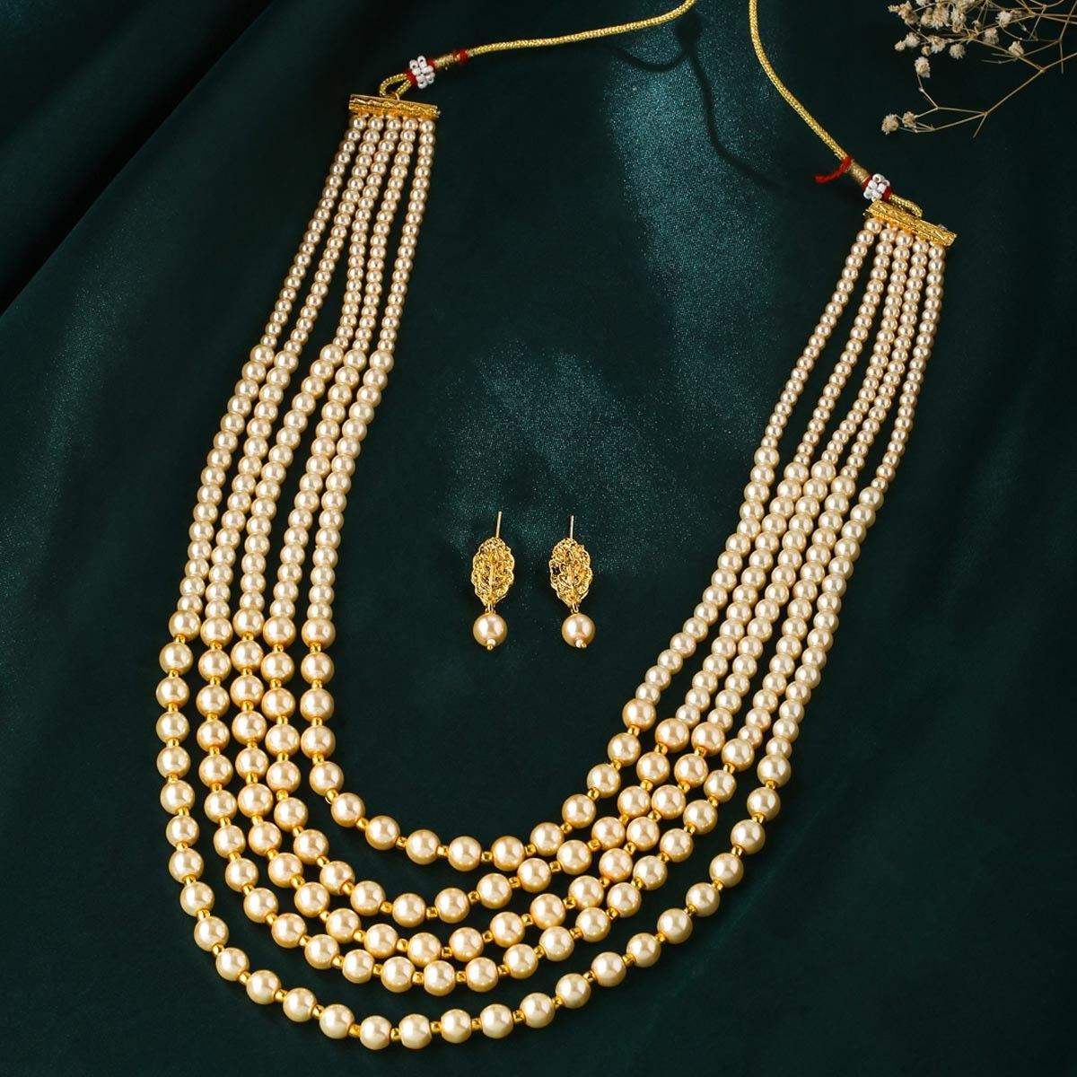 Buy VIRAASI Women GoldPlated Pearl Mala Jewellery Set Online