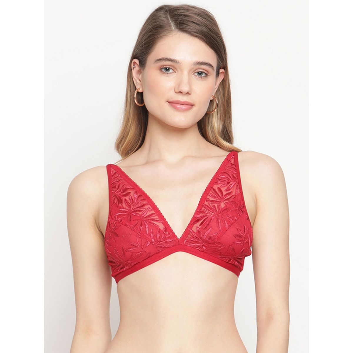 Buy Erotissch Women Red Floral Bralette Bra (XL) Online