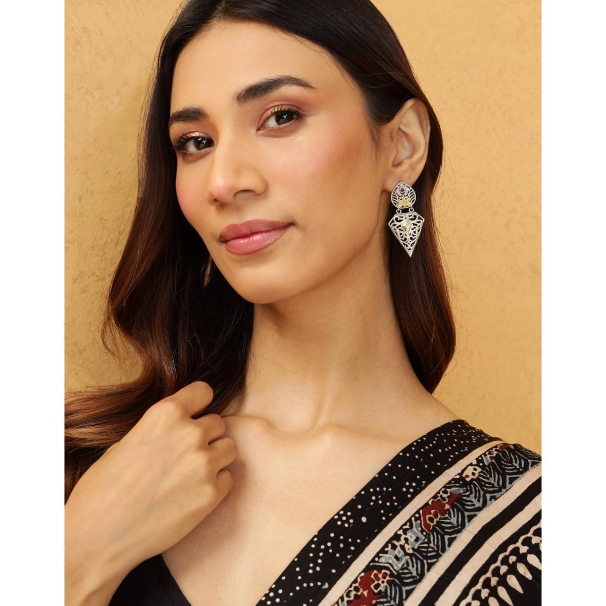 Fabindia Pink Metal Dangler Earrings