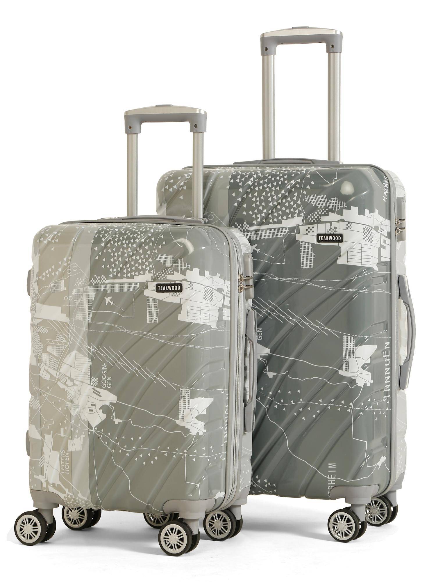 Teakwood Leathers Premium Polypropylene Hard Case Printed Trolley Bags - Grey