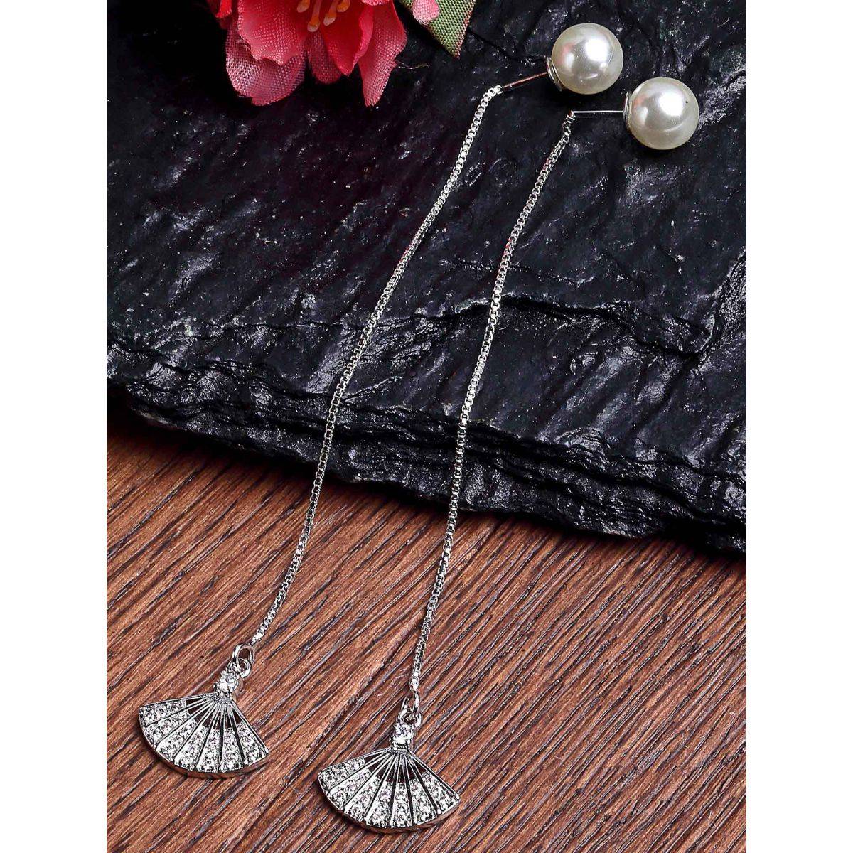 Karatcart Platinum Plated Austrian Crystal Drop Earrings