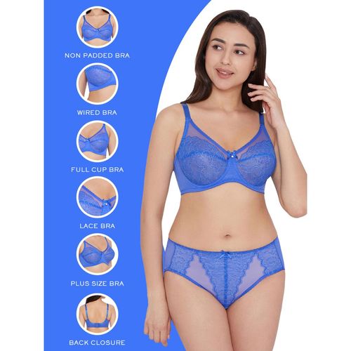 Buy Wacoal Retro Chic Non Padded Wired Full Cup Lace Bra Blue Online