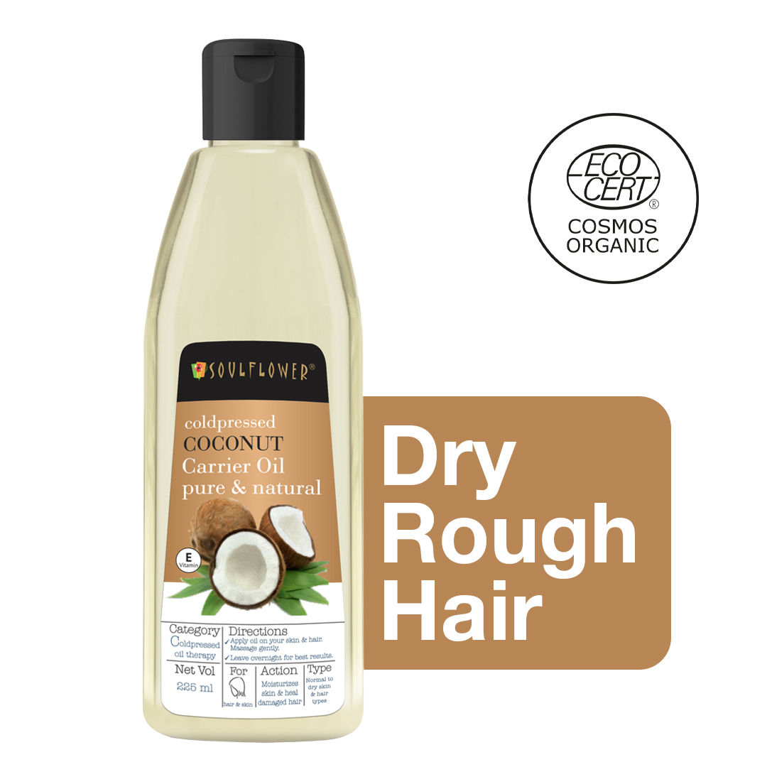 Soulflower Extra Virgin Organic Coconut Hair Oil for Hair Growth, Dry Damanged Hair, Cold Pressed