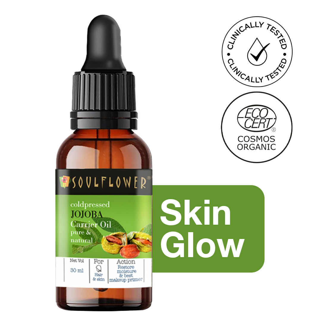 Soulflower Organic Virgin Jojoba Carrier Hair Oil, Skincare, Face & Body, Cold-Pressed