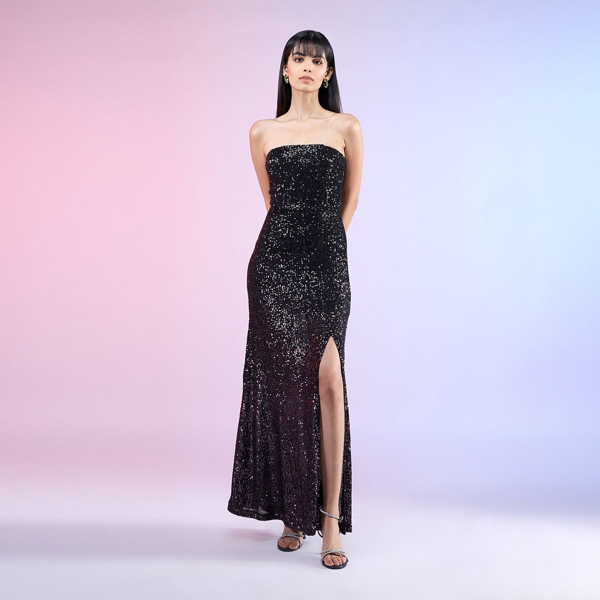 Laria Black Sequin Gown  Micaah