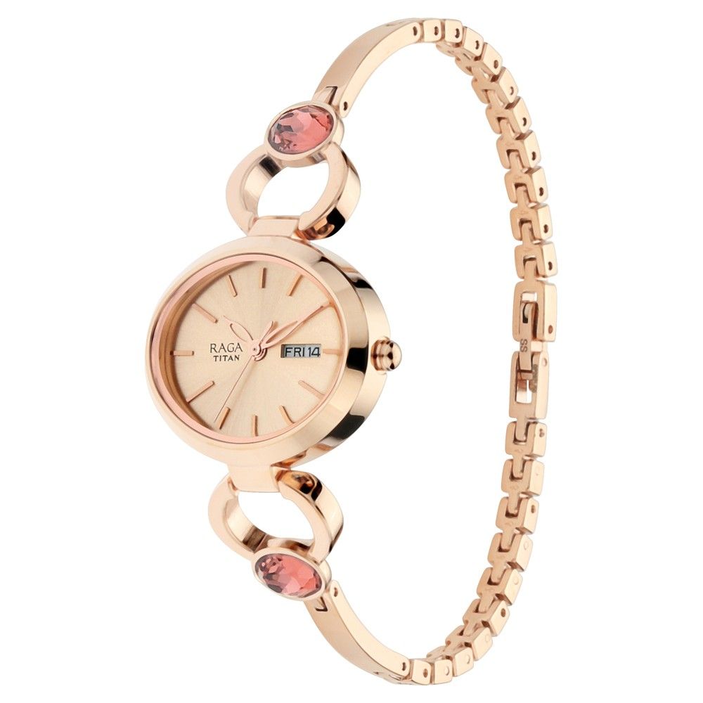 Buy Titan Raga Viva Rose Gold Dial Metal Strap Watch Online