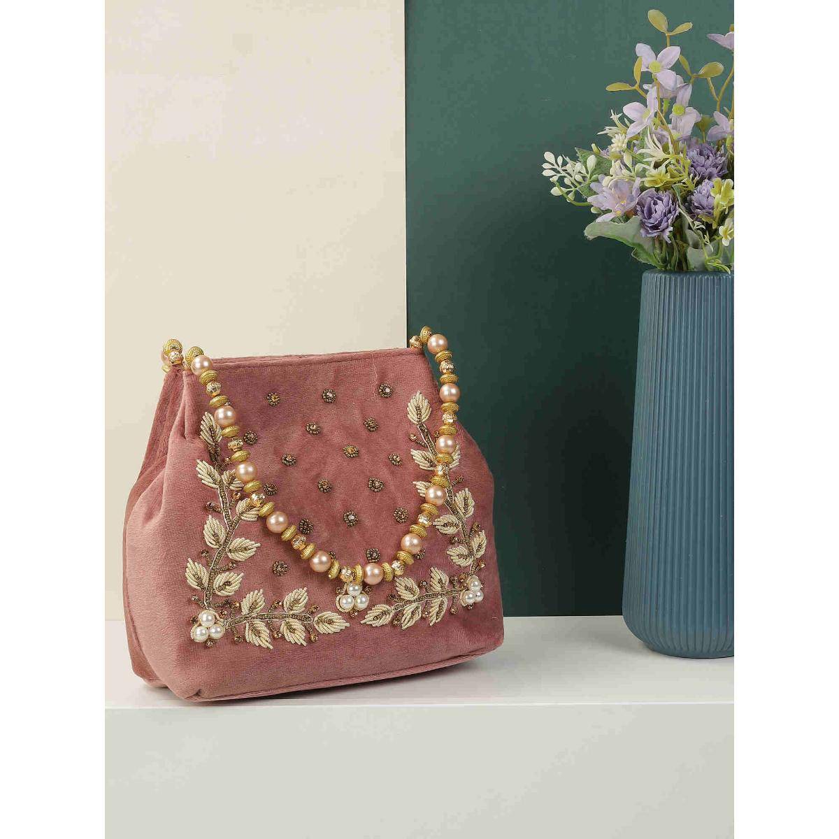Metro Womens Pink Potli Inspired Clutch