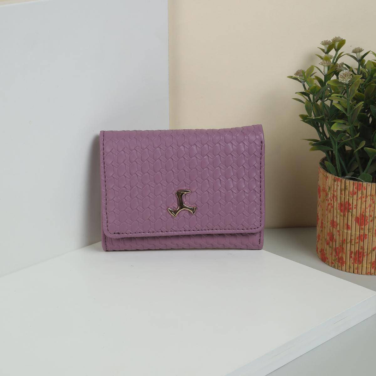Mochi Womens Purple Card Slots Faux Leather Textured Wallet