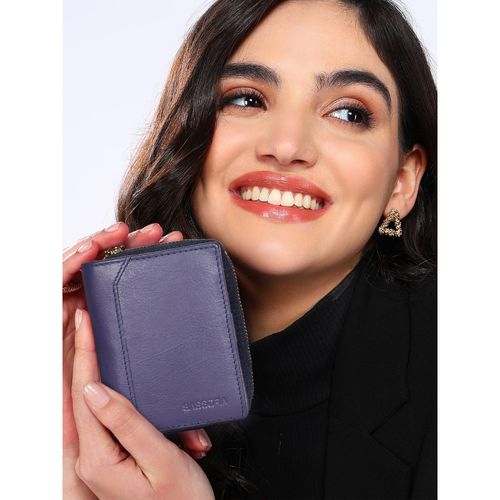 Sassora Blue Premium Leather Handy Women RFID Wallet (S)