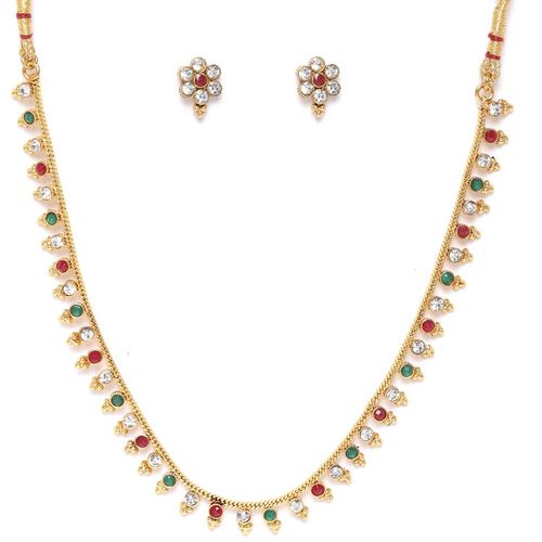 Buy Priyaasi Gold-plated Artificial Stone Studded Jewellery Set