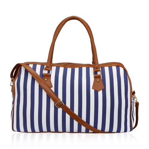 KLEIO Striped Spacious Unisex Weekend Travel Duffle Bag For Women Girls  (Blue) (Eco2007Kl-Bu)